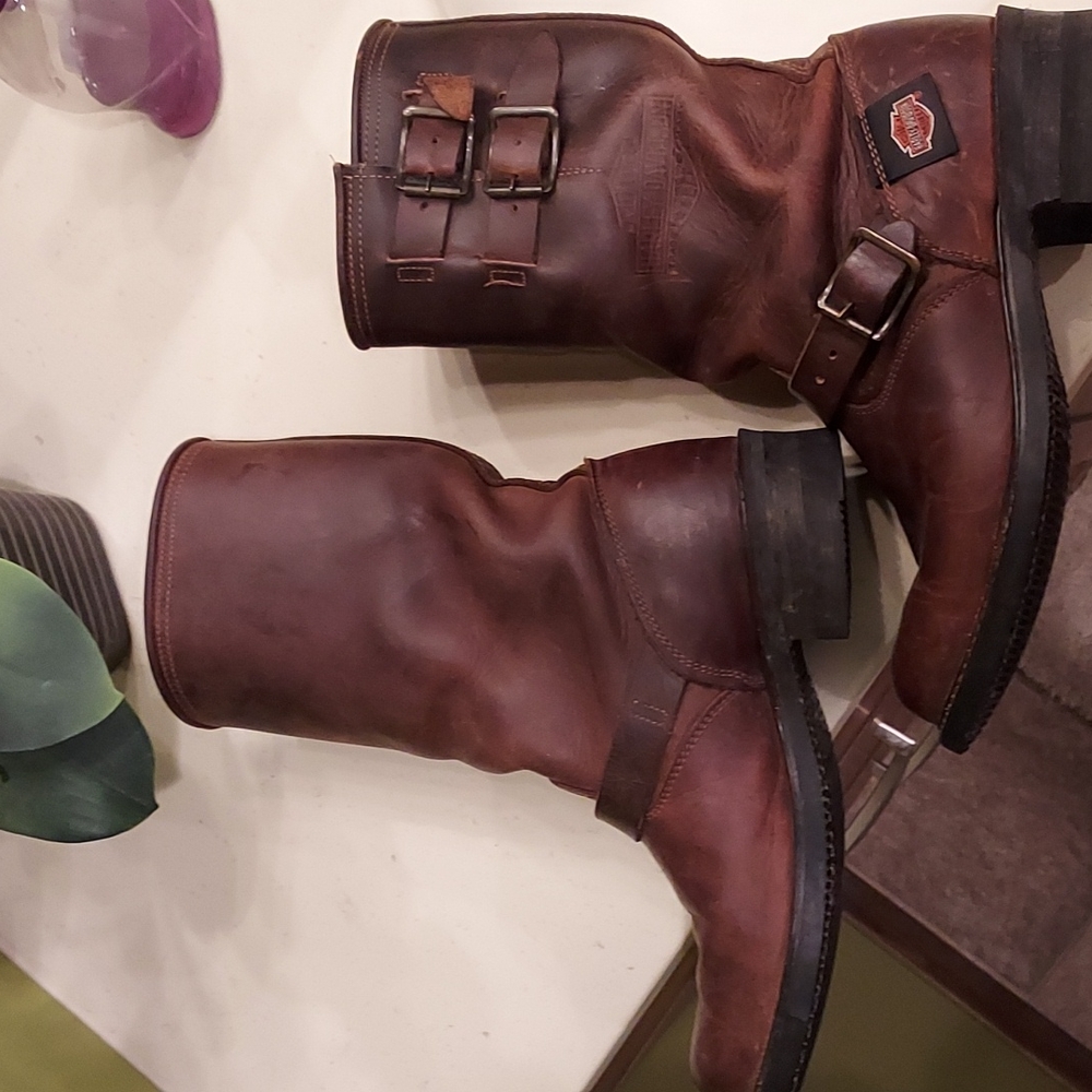 Harley Davidson Brown Leather Riding Boots